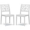 REDÒKASA Set 2 sedie in polipropilene TETI, MADE IN ITALY, impilabile, idrorepellente, resistenza raggi UV, design moderno albero della vita per sala da pranzo, cucina, bar, ristoranti, esterno (Bianco, 2)