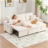 Lubvtti Divano angolare moderno a L,Include portabicchieri e porta USB,Divano modulare a 3 posti,Con chaise longue,Divano letto multifunzionale,Con spazio di archiviazione,Beige,Velluto a Coste