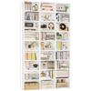 FirFurd Libreria da 190 cm, con 27 scomparti, supporto per CD, regolabile in altezza, divisorio per soggiorno e studio, colore: bianco
