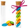 VIRSUS 48 Provette portaconfetti in Vetro Misura 10 cm, provetta Porta Confetti con Tappo in Sughero bomboniere per Feste, Battesimo, Matrimonio, Eventi