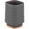 Inbagno Portaspazzolini da Bagno a Bicchiere, Grigio in ABS e bambù Naturale, Linea Wave (Portaspazzolini)