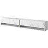 Selsey Mobile TV Sospeso Con 2 Ante 2 Cassetti Mobile Porta TV Per Soggiorno Camera Da Letto 200 cm Marmo Bianco Con Inserto Dorato Mirrgo