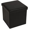Home Tresor - Pouf Contenitore, Cubo Contenitore Poggiapiedi, Sgabello Quadrato Pieghevole Basso, Scatola Porta Giochi Bambini, Cassa cm. 30x30x30 (Black)