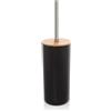 Inbagno Scopino Bagno Nero da appoggio, in ABS e Legno bambù, Linea Surf