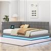 Trdlpyn Divano Letto 140x200 con Striscia Luminosa a LED e Presa USB, Letto Imbottito con Rete a doghe, Divano letto Matrimoniale in Velluto, Grigio