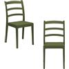 REDÒKASA Set 2 sedie in polipropilene modello REA, MADE IN ITALY, impilabile, resistente ai raggi UV, design classico paesano per sala da pranzo, cucina, bar, ristoranti, veranda o giardino (Verde Oliva, 2)