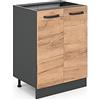 Vicco Mobiletto base cucina R-Line, Rovere dorato, 60 cm senza piano di lavoro, per la libera combinazione all'interno di sistemi cucina modulari