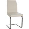 CLP Sedia da pranzo Belfort, moderna a sbalzo con schienale alto, seduta imbottita, struttura in acciaio inox Colore:crema