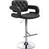 CLP Sgabello Design Dublin In Similpelle I Sgabello Bar Girevole E Regolabile 65-85CM I Sgabello Alto Con Schienale E Braccioli, Colore:nero, Colore del telaio:cromo