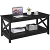 Yaheetech Tavolino da caffè Tavolino Basso da Salotto a 2 Ripiani 100 x 50 x 45 cm Tavolo da Divano Moderno Portaoggetti in Legno da Soggiorno Nero