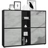 Vladon Credenza Cuba V3, nero opaco/ottica cermento ossido - Credenza moderna con 12 scomparti (130,5 x 105,5 x 35,5 cm)