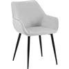 CLP Sedia da Pranzo Imbottita con Schienale Luena, Sedia da Cucina in Velluto o Tessuto, Struttura in Metallo Nero, carico Massimo 150 kg, Colore:Grigio Chiaro, Materiale:Velluto