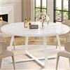 LVB Tavolo da pranzo rotondo in finto marmo bianco per 4-6 persone, tavolo da pranzo rotondo del centro secolo, ufficio, soggiorno, marmo bianco, 130 cm