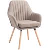 CLP Sedia Pranzo Rétro Florian Con Braccioli I Poltrona Deco Soggiorno Imbottita In Tessuto E Legno I Portata Max 160 KG Alt Seduta 49 CM, Colore:tortora, Colore del telaio:natura