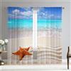 Hiseng Tende per Interni Tende Moderne 2 Pezzi, 3D Oceano Blu Tende Trasparenti in Voile Semi Trasparente Tende per Camera da Letto Finestre Porta Soggiorno (108x137cm,Stella Marina)