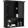 COSTWAY Mobiletto Pensile da Bagno, Mobile Armadietto Bagno sospeso con 2 Porte, Armadietto a Muro delle Medicine, Mensola Regolabile, Capacità di 30 kg (Nero)