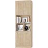 FirFurd Mobile Alto da Bagno 180.5cm,Armadietto da Terra Autoportante,Mobiletto Multiuso con 4 Ante Ripiano Regolabile,per Soggiorno Camera da letto Cucina 180.5x60x40cm Spedito in 2 Pacchi (Rovere)