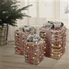 ECD Germany Set di 3 Scatole di Regalo a LED Marrone in Rattan a Batteria con Timer Decorazione Natalizia Decorazione Albero di Natale Luminosa Scatola Regalo Scatole Nastri Decorativi