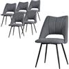 ML DESIGN modern living ML-Design Set di 6 Sedie per Sala da Pranzo Grigio Seduta in Poliestere con Gambe in Metallo Nero Poltrona da Cucina con Schienale da Soggiorno Sedie Imbottite per Ufficio Poltrone