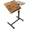 LANTUS Scrivania pieghevole in altezza, con ruote, per la pulizia, salvaspazio, per camera da letto, ufficio, soggiorno, (60 x 34,5 x 58/90 cm (Marrone))