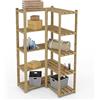 Lenmar Serie B Scaffale in legno di pino, legno beige chiaro, B-20, 170 x 80 x 40 cm, 5 ripiani, libreria, scaffalatura in legno, mensola da parete, mensola a 5 ripiani, per ufficio, soggiorno,