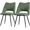 ML DESIGN modern living ML-Design Set di 2 Sedie per Sala da Pranzo Verde Seduta in Poliestere con Gambe in Metallo Nero Poltrona da Cucina con Schienale da Soggiorno Sedie Imbottite per Ufficio Poltrone