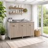 Linea Azzurra Sottolavello 120 con Lavello e Miscelatore Cucina con 3 Ante in Legno Made in Italy H85xL120xP50 cm Facile da Montare (Vasca e Destra, Olmo)