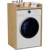 BDW - Armadietto per lavatrice e asciugatrice, 97,5 x 64 x 50 cm, per bagno, mobile alto per il bagno, mobile da bagno, rovere artigianale