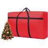 Treer Custodia Porta Albero di Natale, Custodia Albero di Natale 110cm, Sacca per Albero di Natale in Tessuto Oxford 600D, Borsa Porta Albero di Natale con Cerniera e Manici (Rosso,110x60x35cm)