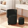 XUEGW Sgabello da trucco rotondo con contenitore, girevole in pelle PU e schienale ribaltabile. Puffo imbottito con rotelle per camera da letto e soggiorno