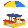 COSTWAY Tavolo da Picnic per Bambini con Parasole Pieghevole (Colore 1) | Set da Giardino per Bambini con Tavolo e Panche per Festa e Picnic