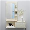 HOMIDEA ENKI Mobili da corridoio sospesi - Armadio con specchio - Armadio a muro - Armadio per ingresso con cassetto, specchio e ripiano dal design moderno (travertino)