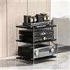 BEBANE Supporto audio moderno per impianto hi-fi e dispositivi AV, mobile di archiviazione AV con ripiani regolabili, adatto per soggiorno e studio di registrazione(C,3 layer)