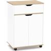 IDMarket - Credenza COSY con cassetto in legno bianco e ripiani in faggio L.60 CM