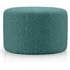 Deshome - Pouf poggiapiedi divano Ø 80 cm tessuto bouclé: Pouf design moderno per divano soggiorno camera da letto Puff poggiapiedi Pouffe salotto Iside Petrolio