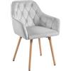 Tata Home Poltrona Sedia da Salotto in Velluto Poltroncina da Camera Imbottita Relax con Gambe in Legno e Braccioli Alti Colore Grigio Mod. Velvet Sponge
