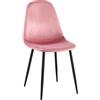 CLP Sedia da Pranzo Imbottita Napier, Sedia da Cucina con Schienale e Struttura in Metallo Nero, Sedia Imbottita Fino a 150 kg, Colore:Rosa, Materiale:Velluto