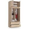 BDW Armadio a 4 ante, 4 ripiani, grucce, 2 cassetti, armadio per camera da letto, soggiorno, corridoio, 234 x 90 x 51 cm, (rovere Sonoma)