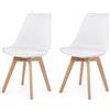 EGGREE Set di 2 Pranzo Ufficio Sedia con Gambe in Faggio Massiccio Sedie Senza Braccia Imbottita di Design per il Massimo Comfort Bianco