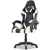 Walden Sedia da gaming, ergonomica, da ufficio, da gaming, schienale regolabile, sedia girevole da corsa, ufficio, computer, ergonomica, videogioco (bianco)