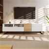 Moimhear Mobile moderno per TV, bianco e legno, 180 x 38 x 50 cm, design minimalista