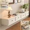 XDXINY Mobile porta TV sospeso con cassetti, con gestione cavi, console multimediale TV, grande mobile TV in legno massello, mensola TV sotto TV (montaggio escluso) (Bianco, 140 * 20 * 24 cm)