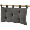DOCK AVENUE Gaia, cuscino per testiera imbottita con 5 bottoni, 50 x 80 cm, tessuto garza di cotone, imbottitura in fibra di poliestere, con 5 passanti, colore grigio granito