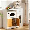 Ztexkee Credenza Cucina con Presa Mobile Cucina Microonde Buffet con 1 Cassetti e 2 Armadietti Credenza Buffet 83x40x80 cm per Soggiorno Sala da Pranzo Ingresso, Bianco e arancione