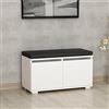 [en.casa] Panca Portascarpe con Seduta Imbottita 4 Scomparti e 2 Ante a Ribalta Mobile Scarpiera da Ingresso Corridoio 42 x 80 x 35 cm Bianco/Nero