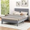 COSTWAY Struttura Letto Imbottito Matrimoniale 140x200 cm, Letto Piattaforma Imbottito, con Testiera in Morbido Tessuto di Velluto e Supporto a Doghe di Legno, Silenzioso, Carico 250kg (Stile 2)