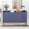 MINGZHE Credenza design moderno con 4 ante stile semplice ed elegante, credenza con base in metallo, 120 x 30 x 80 cm, per sala da pranzo, soggiorno, blu