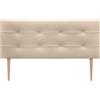 DHOME Testiera letto Capitoné. Testiera imbottita ACUALINE Tessuto e similpelle. Letto matrimoniale e singolo (similpelle beige, 145x115cm con gambe (letti 120/135/140))