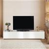 ZZINOKE Mobile basso per TV, 180 cm, 2 ripiani, per TV fino a 80 pollici, colore bianco, per soggiorno/camera da letto, stile moderno, bianco, 180 x 33 x 30 cm