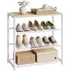 WOLTU Porta Scarpe, Scarpiera con 3 Livelli a Griglia e Struttura in Metallo per Ingresso, Corridoio, Soggiorno, 63x30x63cm, Rovere Chiaro+Bianco